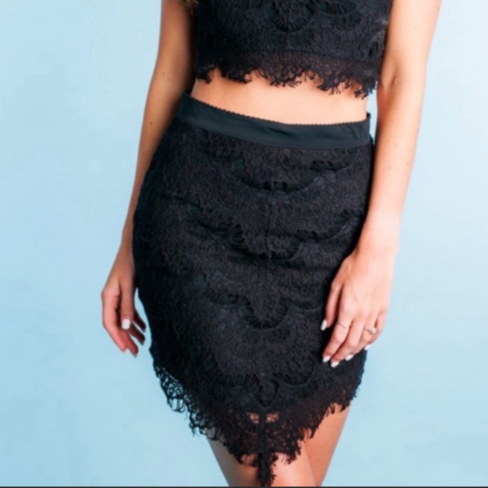 Free People Sabina Ginger Black Lace Skirt, S, NEW